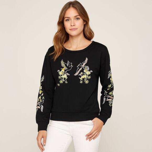 Cable & Gauge Floral Bird Embroidered Sweatshirt Sz Medium - Picture 1 of 9